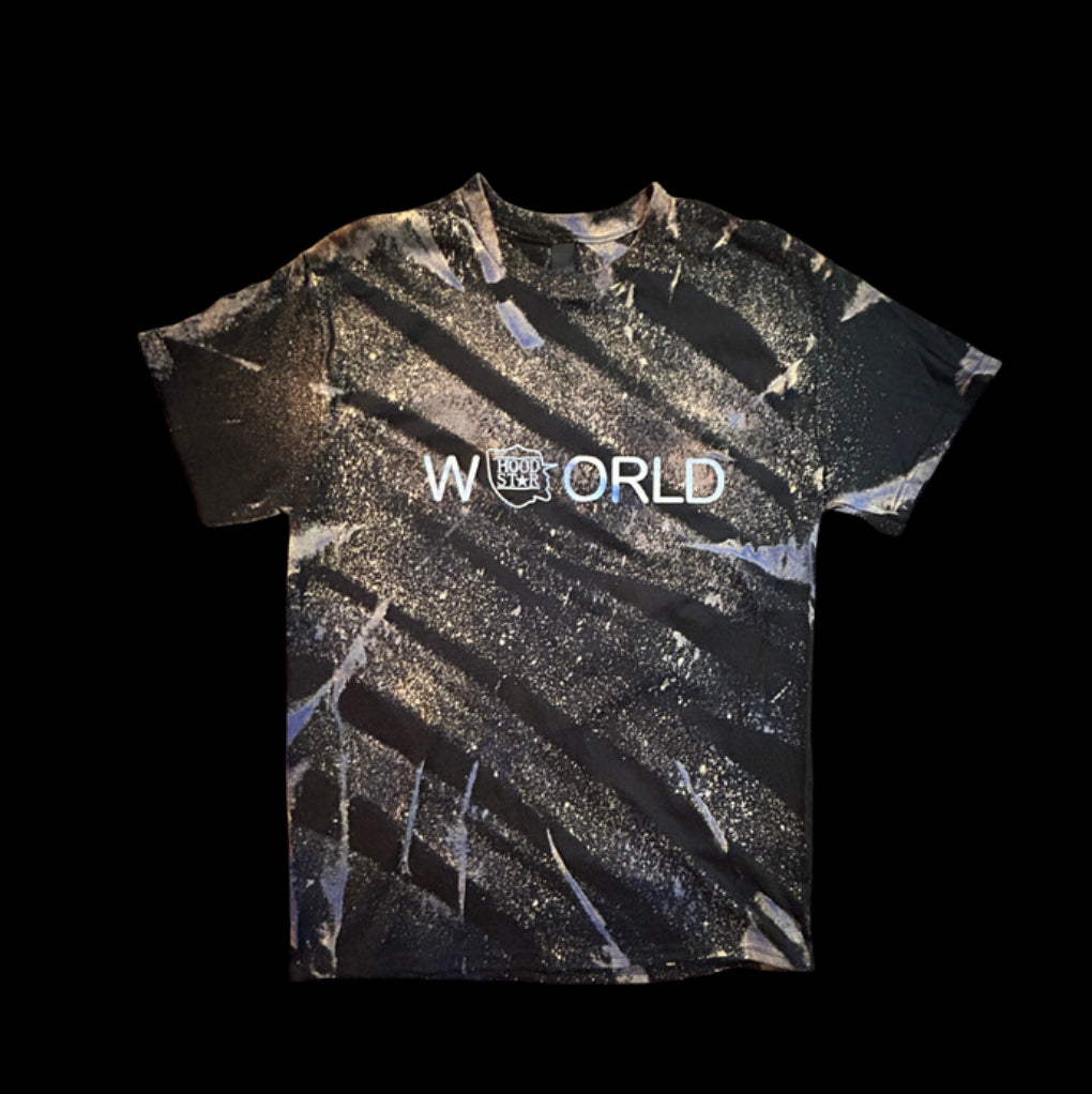 Survivor Collection Crimson Fracture one-of-one hand-bleached streetwear tee, design #001